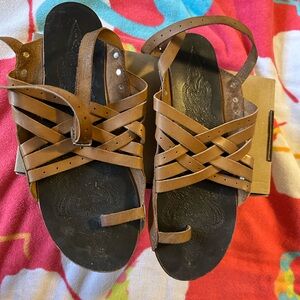 Free People Brown Strappy Sandals